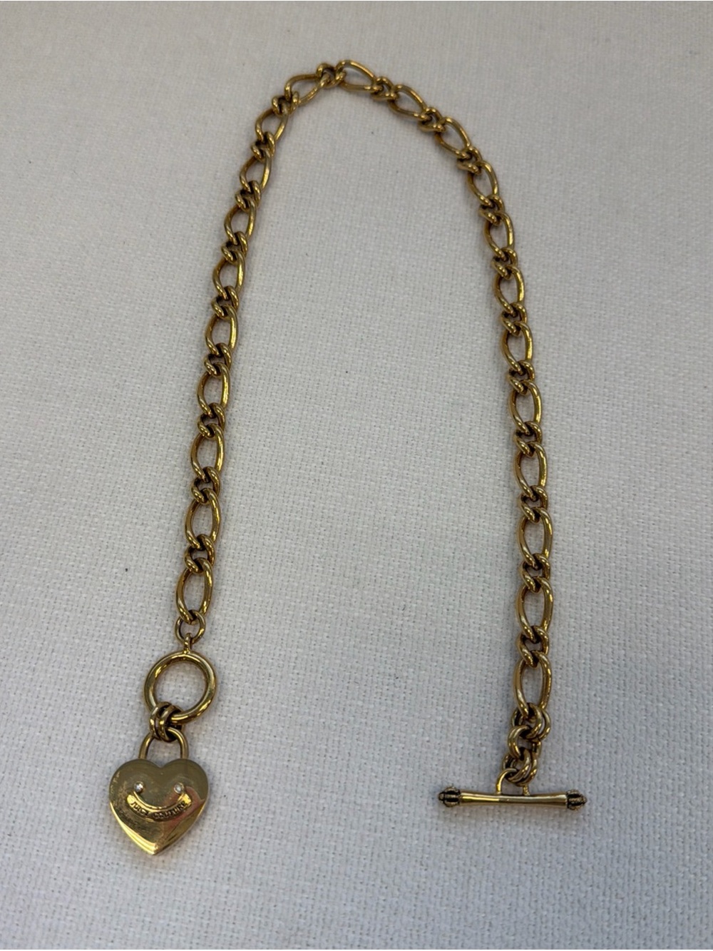Juicy Couture Vintage Heart Gold Tone Chain Necklace Heavy 16" Y2K Royal Rare - Picture 8 of 8